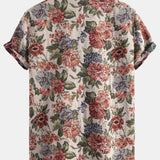 Floral Jacquard Cuban Shirt and Shorts Set