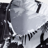 Palm Tree Print Button-Up Shirt & Men's Mid-Length Drawstring Swim Shorts