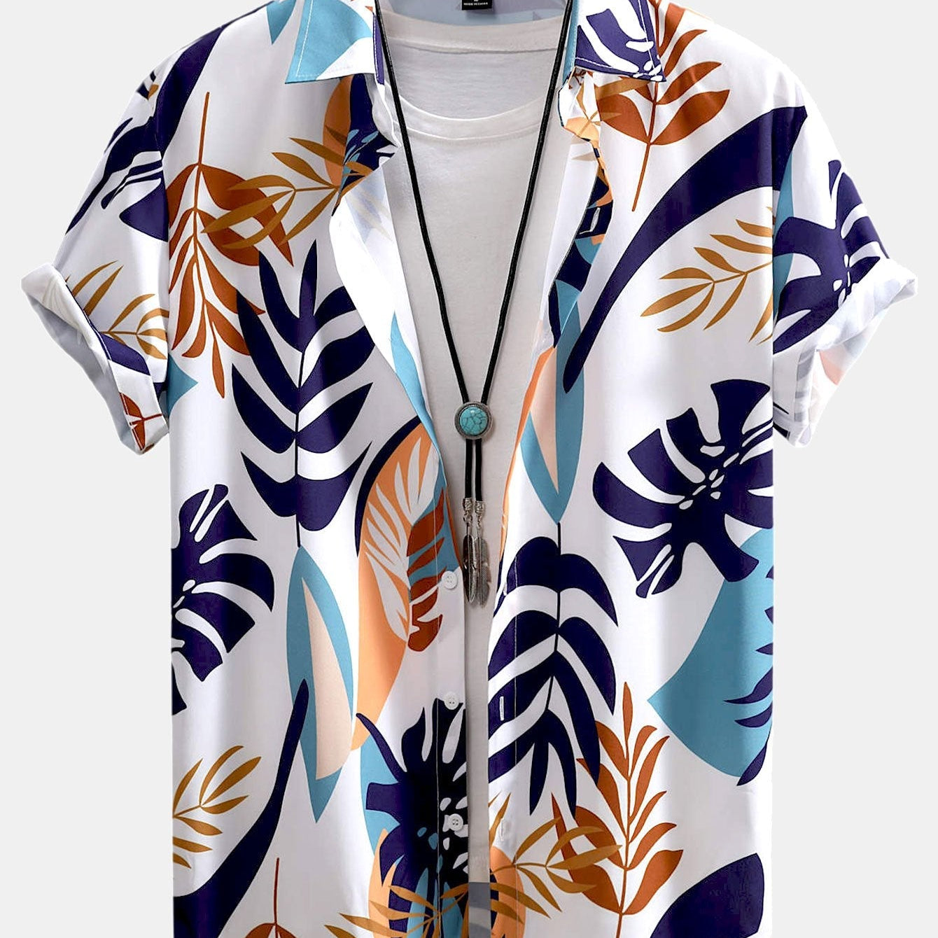 Vibrant Leaf Pattern Button-Up Shirt