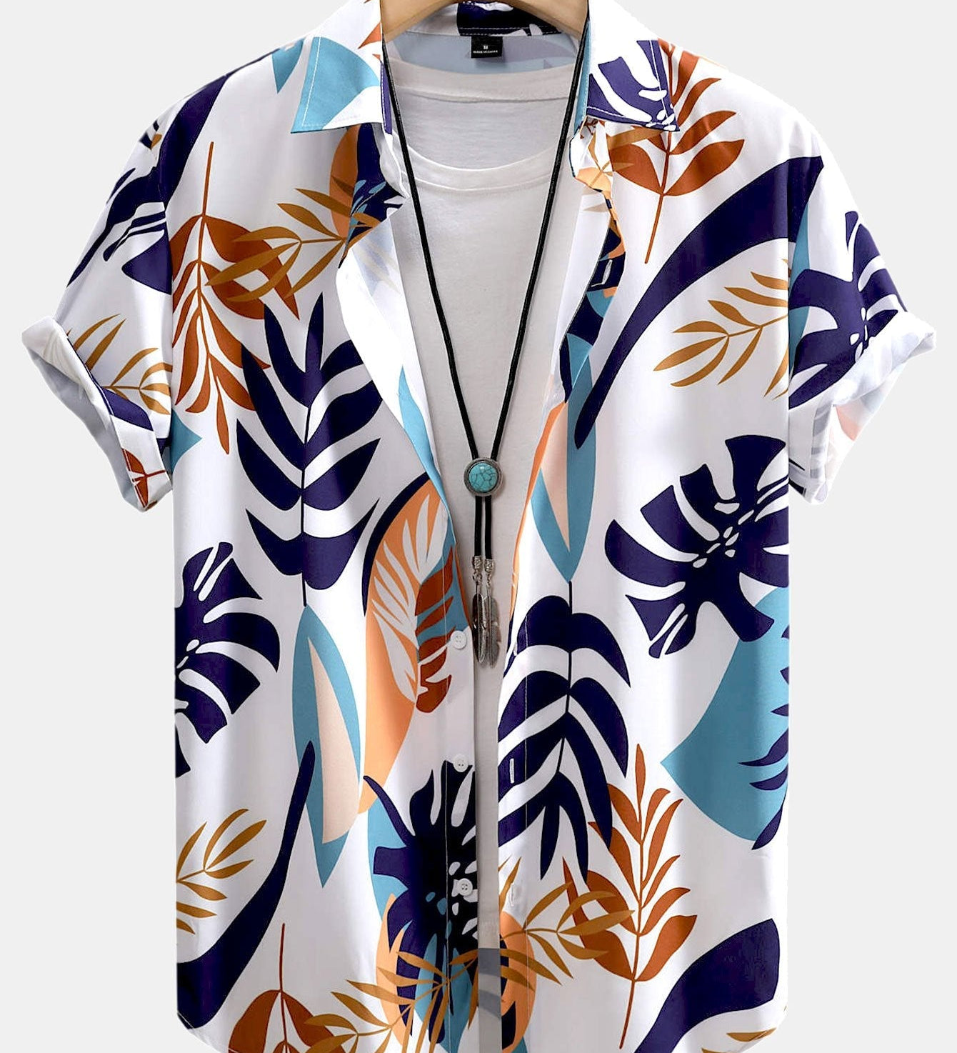Vibrant Leaf Pattern Button-Up Shirt