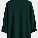 Ribbed Stand Collar Long Sleeve Muscle Fit Shirt with Straight Leg Linen Trousers