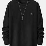 Geometric Jacquard Long Sleeve T-Shirt with Arc Hem & Jogger Pants Set