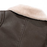PU Leather Blazer with Faux Fur Lining