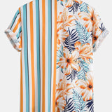 Striped Tropical Panel Shirt and Swim Shorts Set