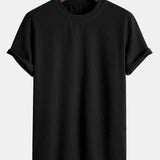 Ribbed Muscle Fit T-Shirt with Arc Hem & Straight Leg Ribbed Pants