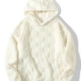 Cozy Checkerboard Teddy Hoodie with Relaxed Fit