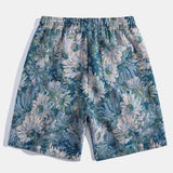 Floral Jacquard Cuban Shirt and Shorts Set