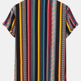 Geometric Print Button-Up Shirt and Swim Shorts Set