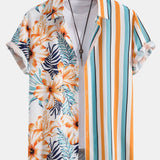 Striped Tropical Panel Shirt and Swim Shorts Set