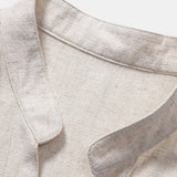 Short Sleeve Stand Collar Shirt in Linen-Rayon Blend
