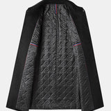 Quilted Wool Blend Lapel Overcoat with Lining