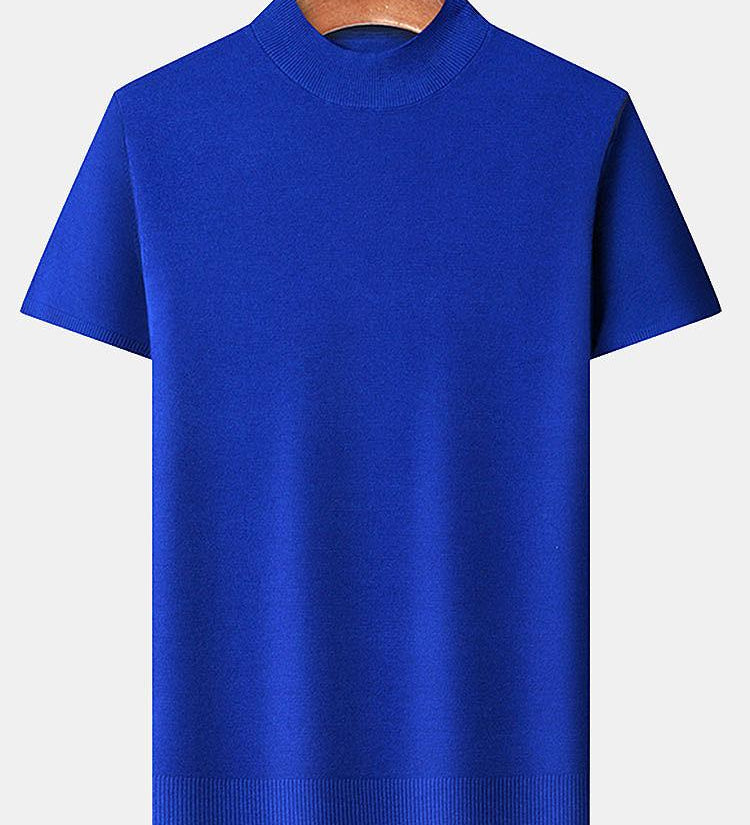 Short Sleeve Muscle-Fit Mock Neck Sweater