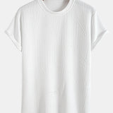 Geometric Jacquard Short Sleeve T-Shirt with Arc Hem & Matching Shorts