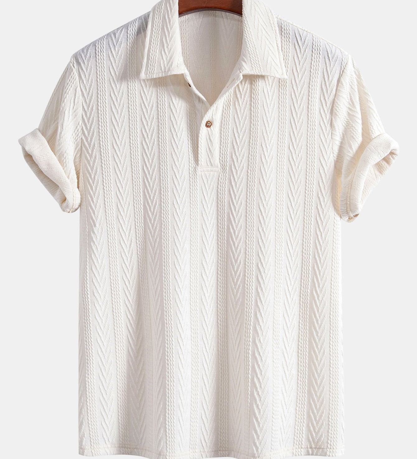 Geometric Jacquard Knit Polo