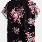 Dual Color Rose Pattern Button-Up Shirt