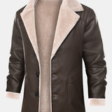 PU Leather Blazer with Faux Fur Lining