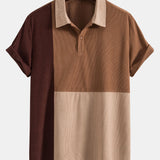 Color-Blocked Corduroy Polo Top