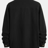 Button-Up Waffle Shirt with Double Pockets