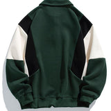 Color Block Relaxed Fit Polo Sweatshirt and Pintuck Jogger Pants