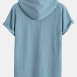 Knitted Waffle Hooded T-Shirt with Arc Hem & Drawstring Waffle Shorts