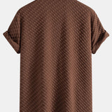 Houndstooth Jacquard Cuban Collar Shirt with Straight-Leg Linen Trousers