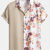 Button-Up Shirt with Floral Patchwork Print