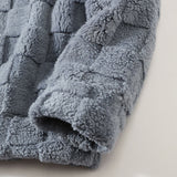 Cozy Checkerboard Teddy Hoodie with Relaxed Fit