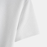 Striped Jacquard Short Sleeve T-Shirt with Arc Hem