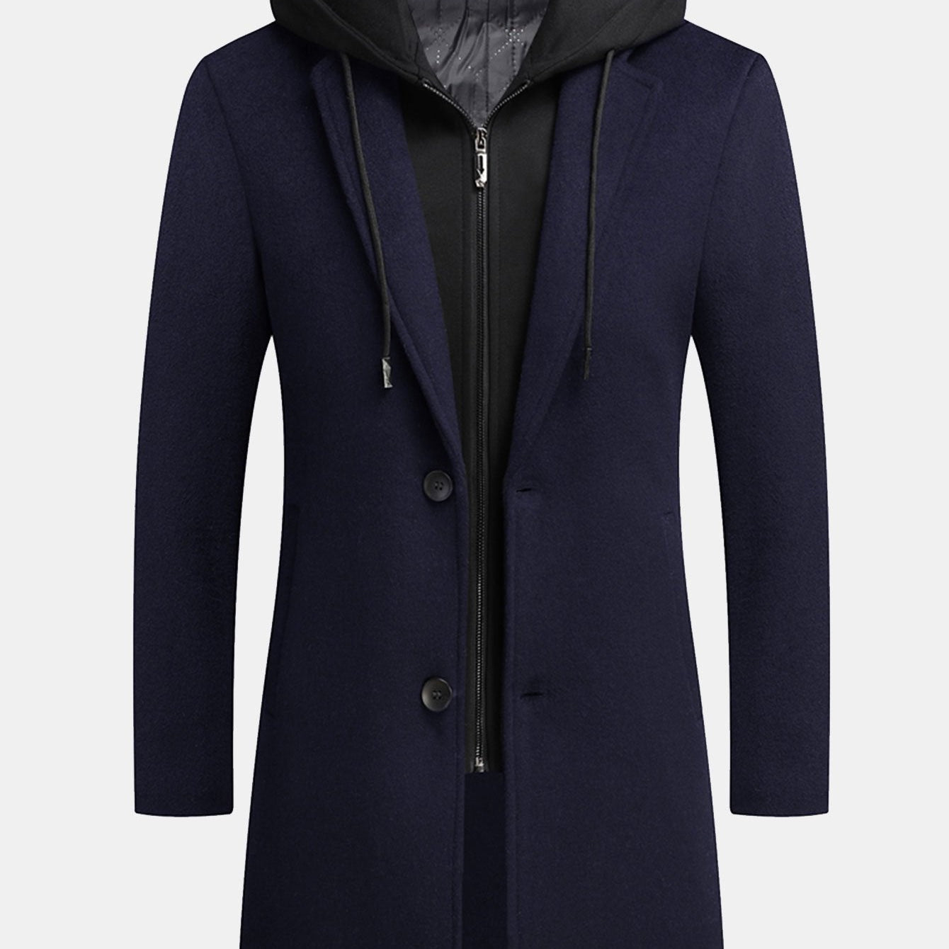 Removable Hooded Wool Overcoat