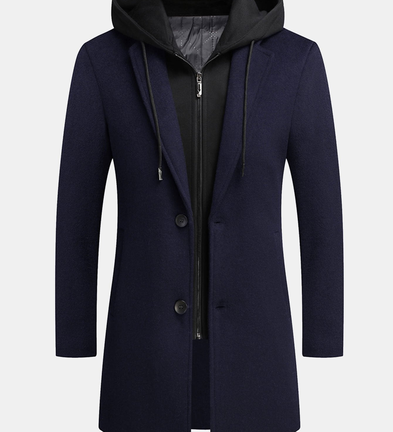 Removable Hooded Wool Overcoat