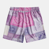 Drawstring Shorts with Paisley Patchwork Design
