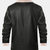 PU Leather Blazer with Faux Fur Lining