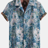 Floral Jacquard Cuban Shirt with Artistic Print