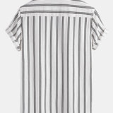 Striped Button-Up Shirt and Straight-Leg Linen Pants Set