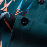 Button-Up Shirt with Leaf Patchwork Design
