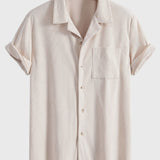 Corduroy Cuban Shirt and Shorts Set with Short Sleeves
