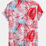 Tropical Print Button-Up Shirt with Matching Swim Shorts