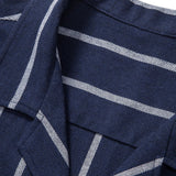 Cotton Blend Striped Cuban Shirt with Straight Leg Linen Trousers