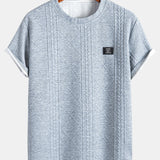 Short Sleeve Geometric Jacquard T-Shirt with Arc Hem & Drawstring Corduroy Cargo Joggers