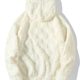 Cozy Checkerboard Teddy Hoodie with Relaxed Fit