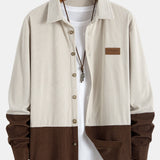 Two-Tone Corduroy Shirt with Drawstring Cargo Jogger Pants