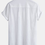 Linen-Style Cotton Button-Up Shirt with Straight-Leg Linen-Cotton Blend Pants