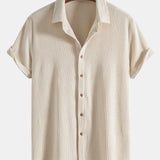 Waffle Knit Button-Up Shirt and Shorts Set