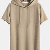 Ribbed Hooded T-Shirt for a Muscle Fit