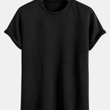 Geometric Jacquard Short Sleeve T-Shirt with Arc Hem & Matching Shorts