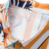 Striped Tropical Panel Shirt and Swim Shorts Set