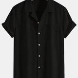 Textured Geometric Patchwork Cuban Shirt