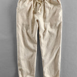 Cropped Pants in Linen-Cotton Blend