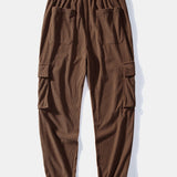 Two-Tone Corduroy Shirt with Drawstring Cargo Jogger Pants