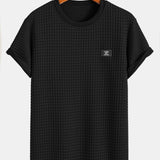 Short Sleeve Waffle Knit T-Shirt with Arc Hem & Matching Shorts